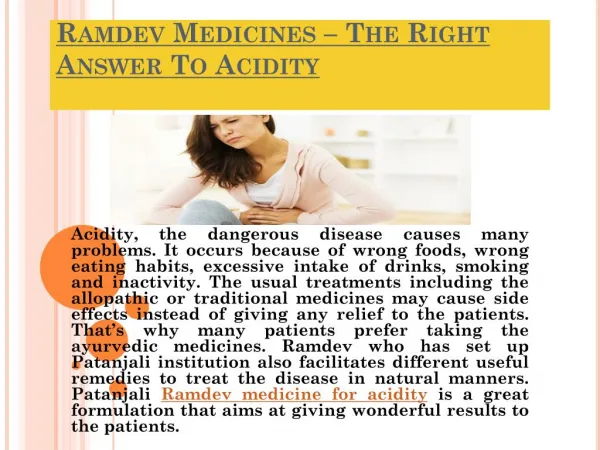 Ramdev Medicines – The Right Answer To Acidity