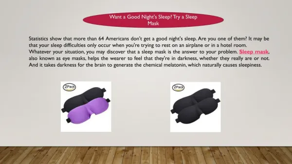 Want a Good Night's Sleep? Try a Sleep Mask