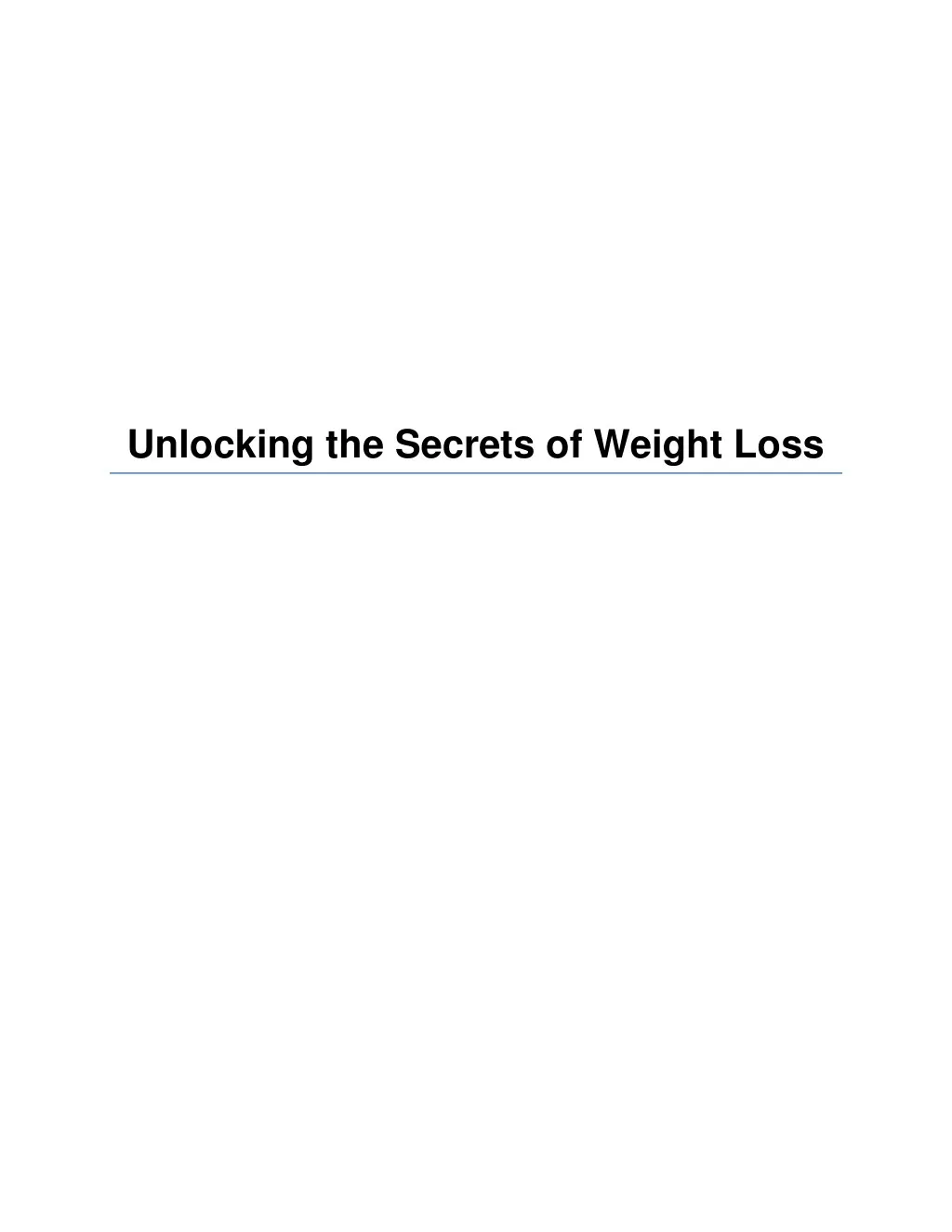 unlocking the secrets of weight loss