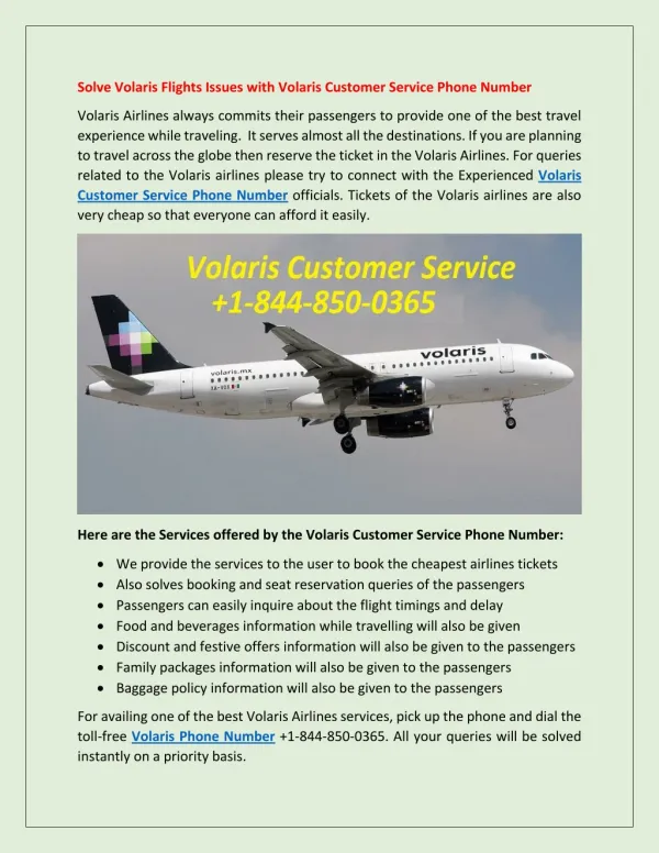 Volaris Customer Service Phone Number to Solve Issues