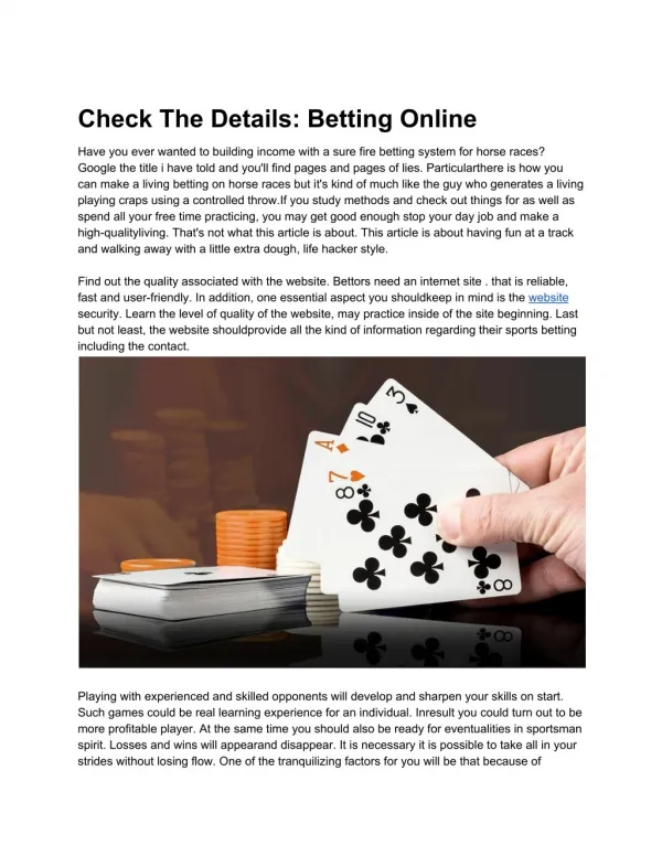 Check The Details: Betting Online