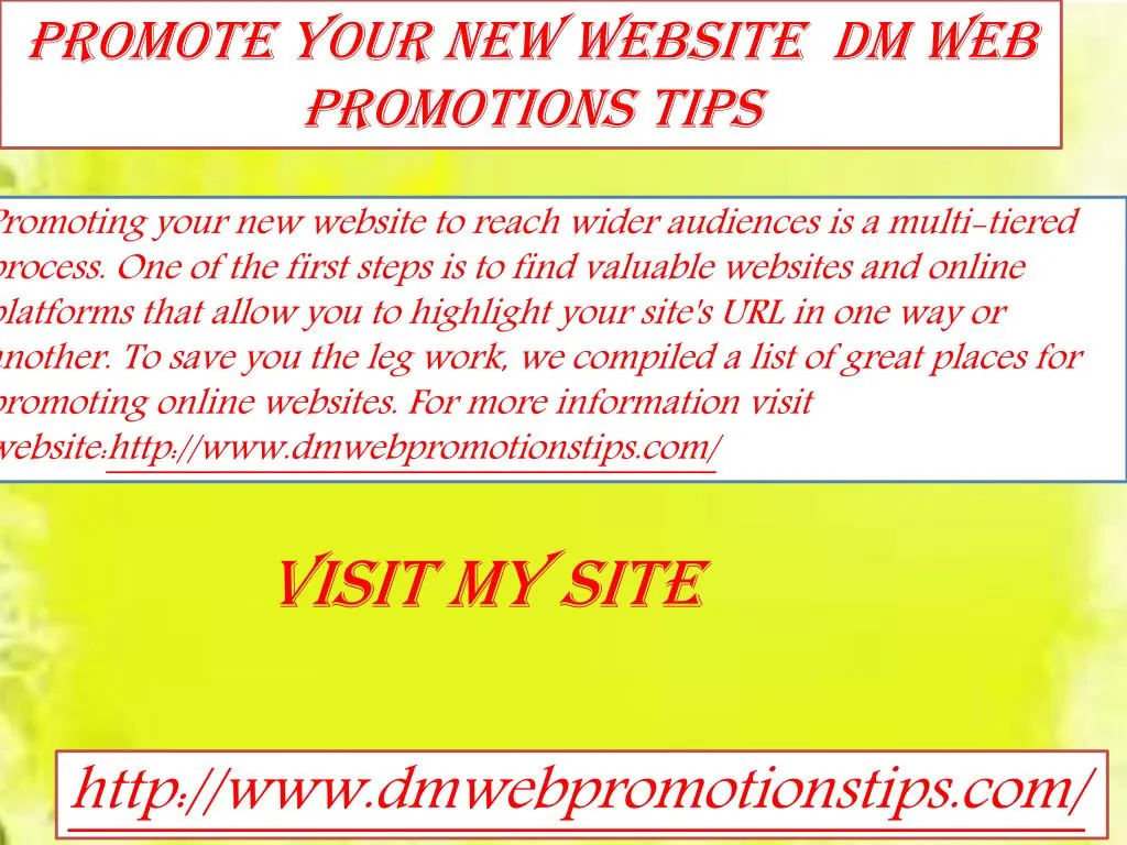 promote your new website dm web promotions tips