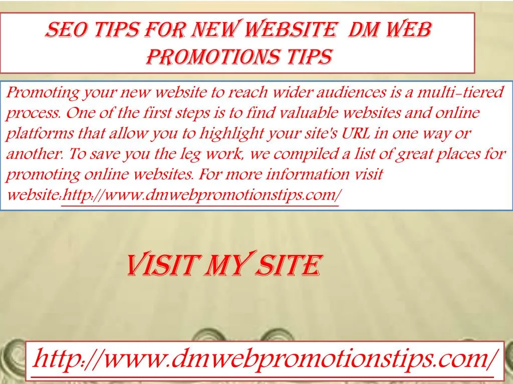 seo tips for new website dm web promotions tips