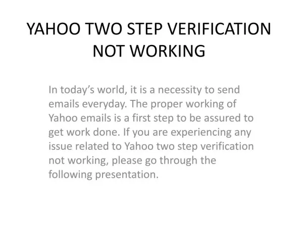 Yahoo two step verification not working