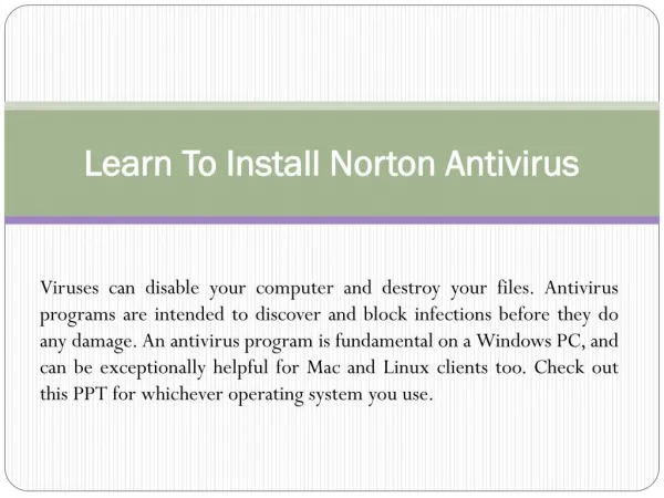 Learn To Install Norton Antivirus