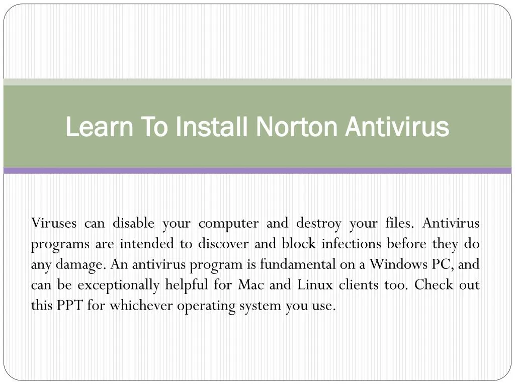 learn to install norton antivirus