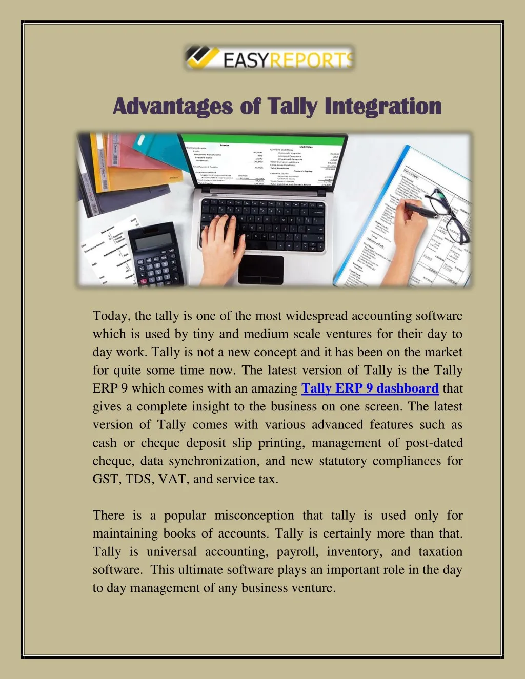 advantages of tally integration advantages