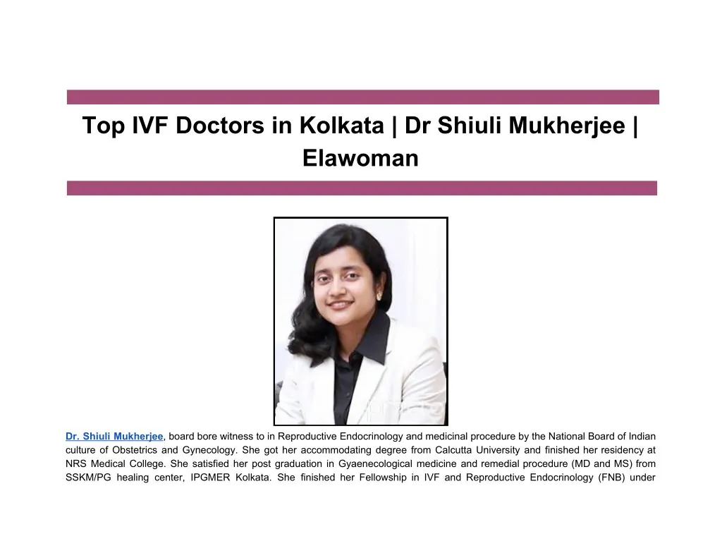 top ivf doctors in kolkata dr shiuli mukherjee