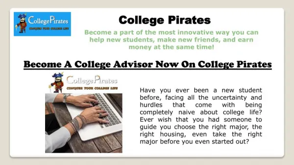 Become a college advisor | College Pirates