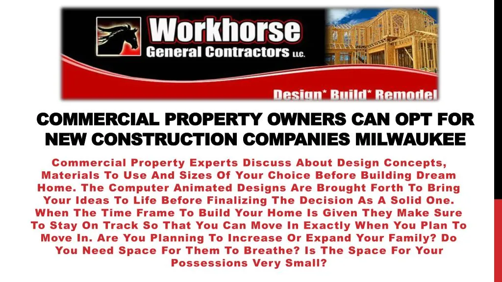 commercial property owners can opt for new construction companies milwaukee