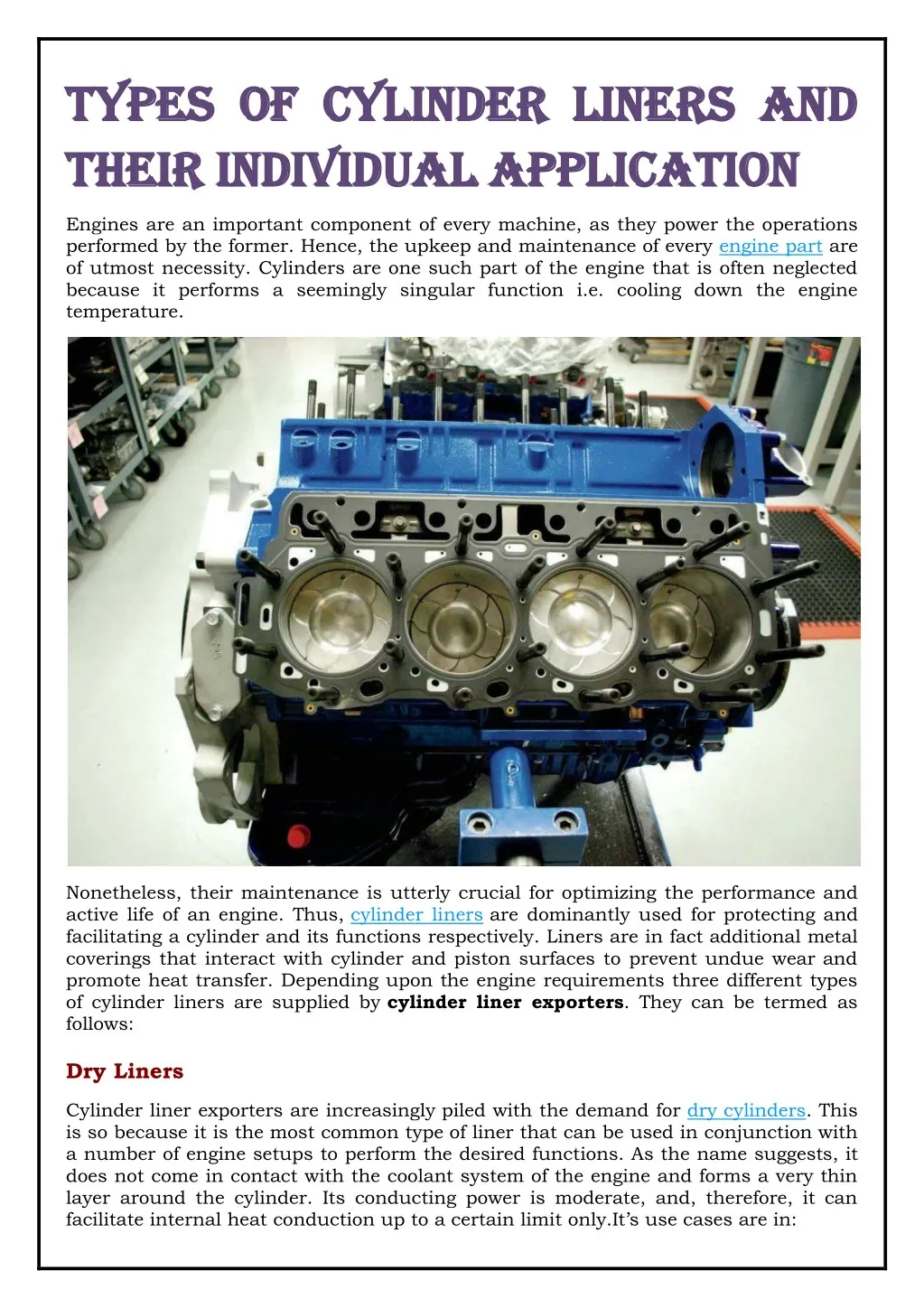 types of cylinder liners and types of cylinder