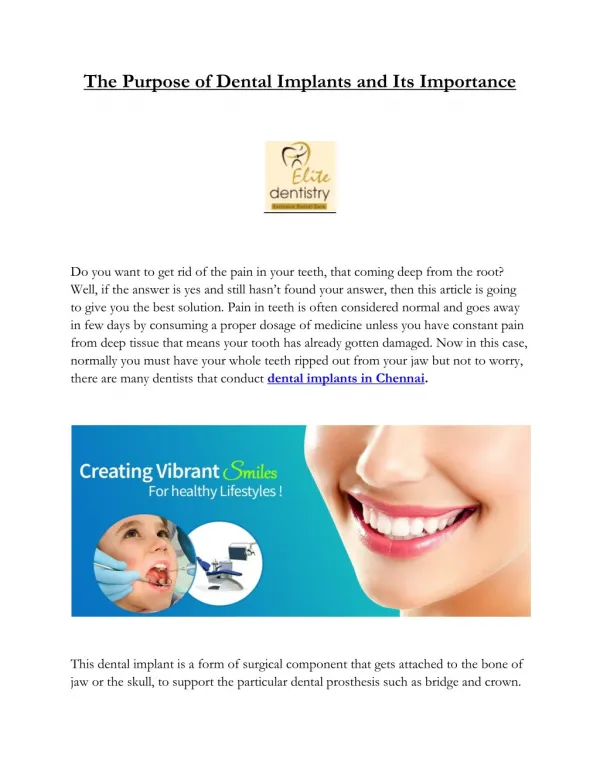 The Purpose of Dental Implants and Its Importance