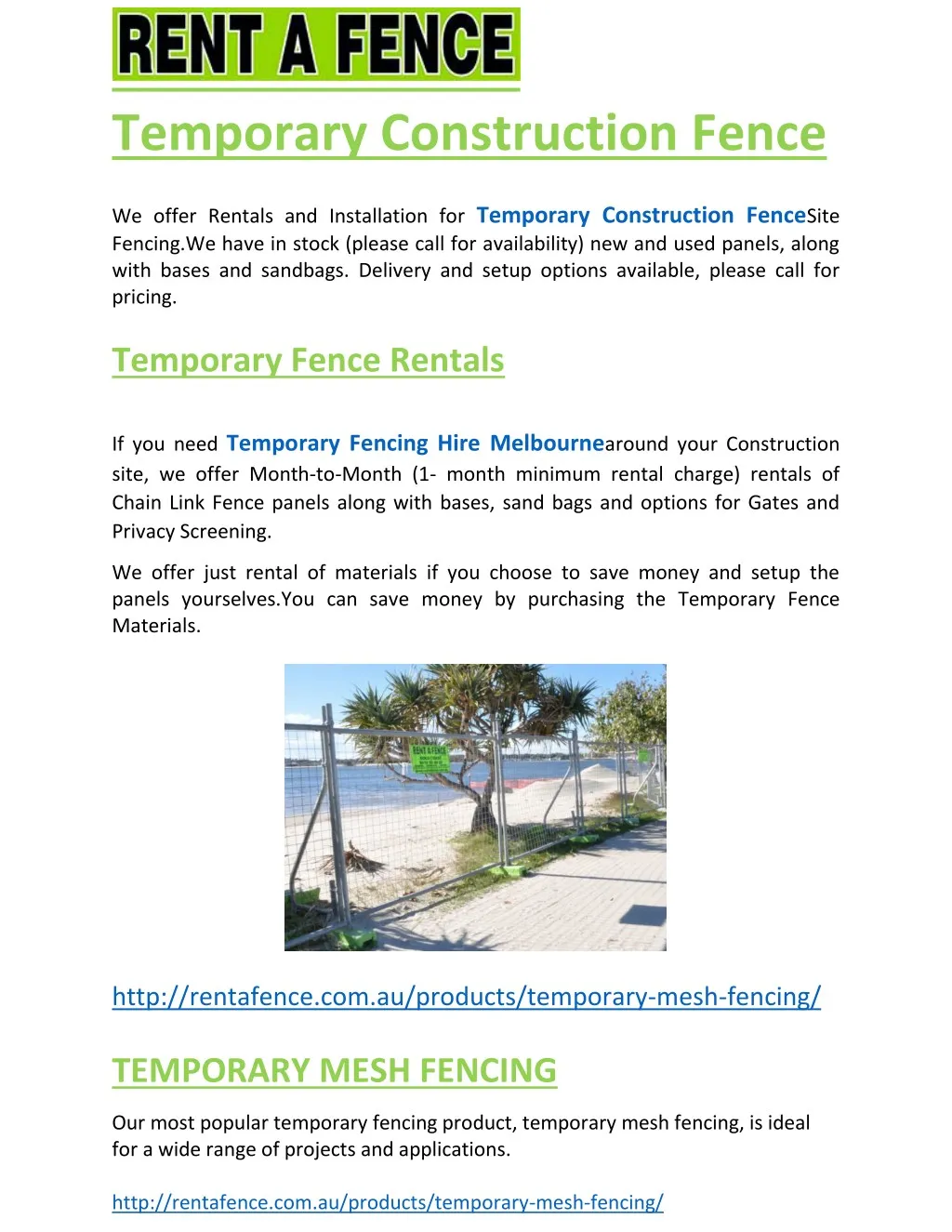 temporary construction fence we offer rentals