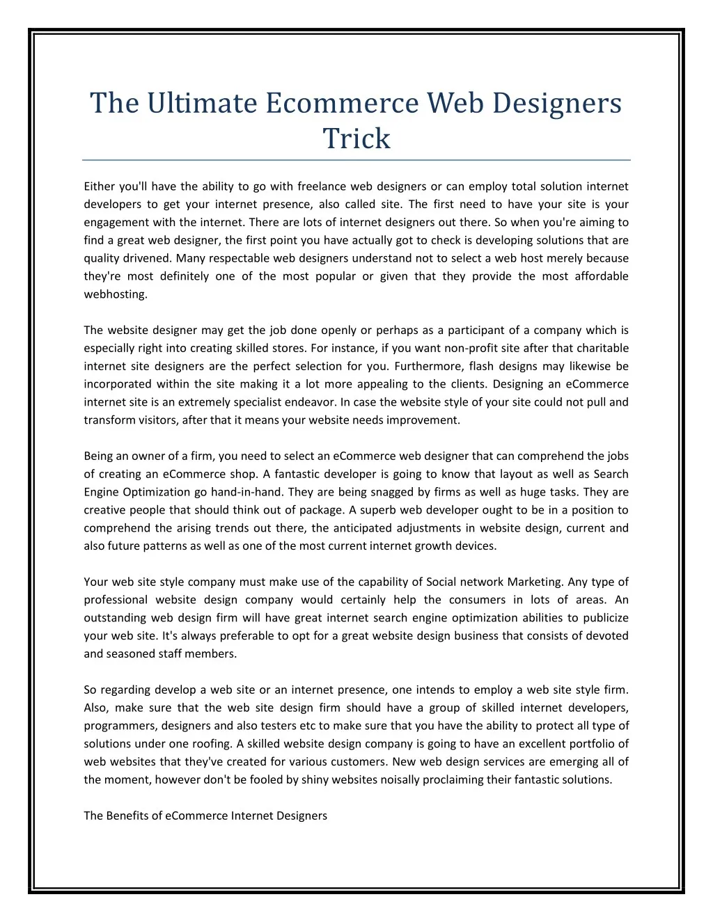 the ultimate ecommerce web designers trick