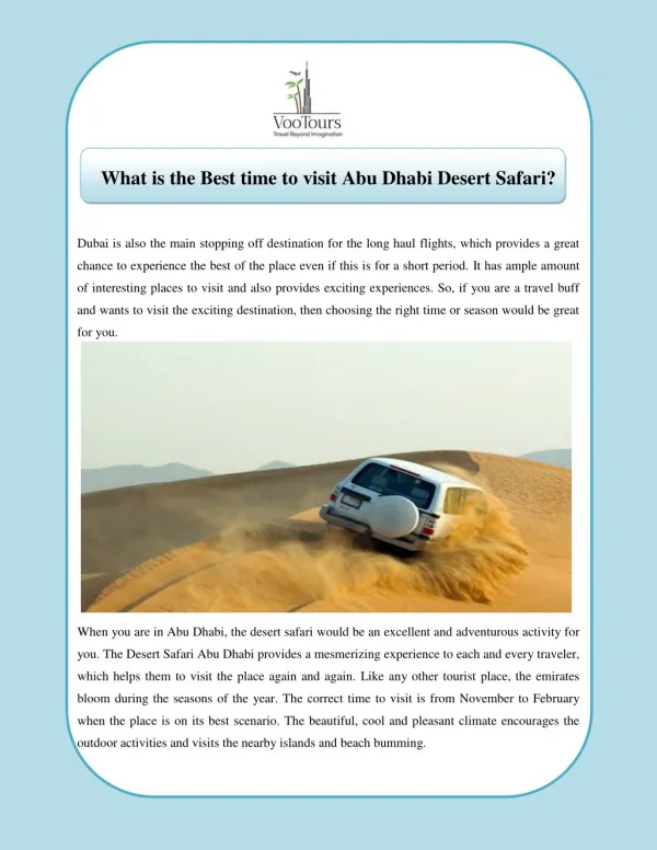 What is the Best time to visit Abu Dhabi Desert Safari?