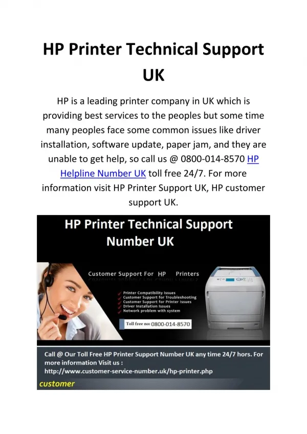 HP Helpline UK 0800-014-8570 HP Printer Support Number UK