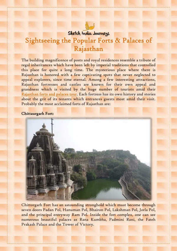 Sightseeing the Popular Forts & Palaces of Rajasthan