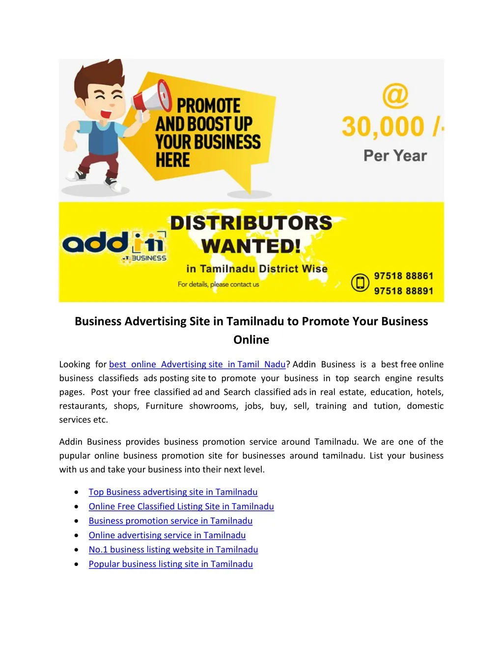 business advertising site in tamilnadu to promote
