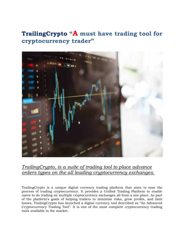 Cryptocurrency Trading Tool - Advance Order Types