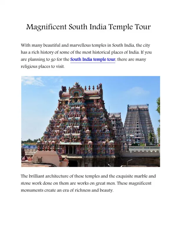 Magnificent South India Temple Tour