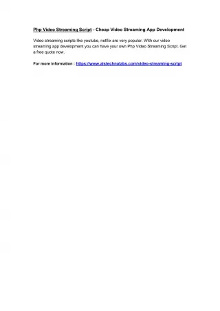 Php Video Streaming Script - Cheap Video Streaming App Development - slide 1