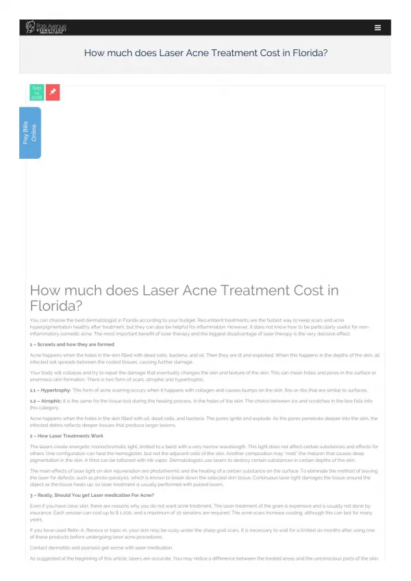 Dermatologist Acne treatment cost