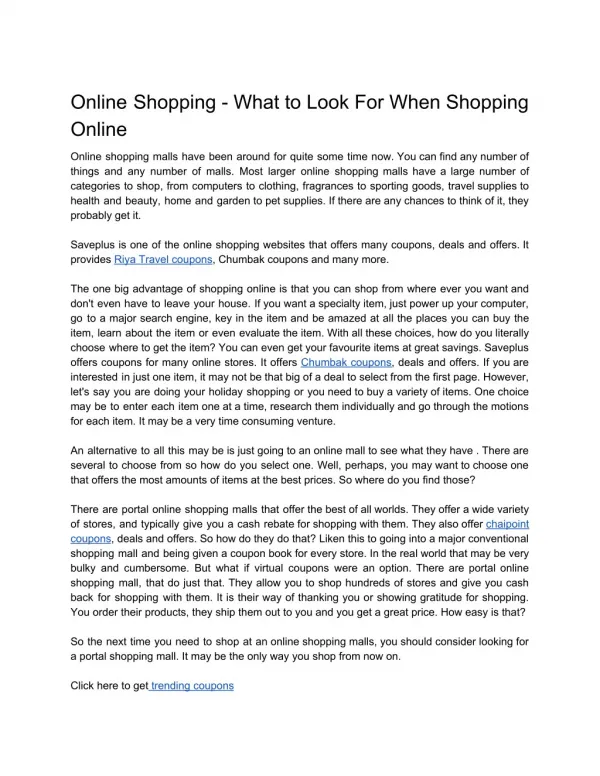 Online Shopping - What to Look For When Shopping Online