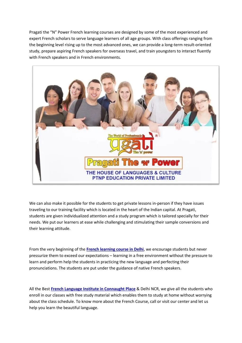 pragati the n power french learning courses