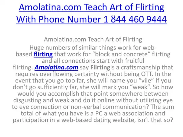Amolatina.com Teach Art of Flirting With Phone Number 1 È£44 460 9444