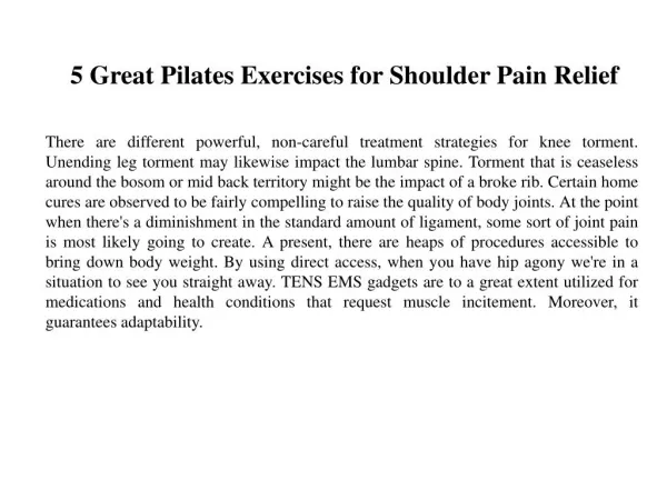 5 Great Pilates Exercises for Shoulder Pain Relief