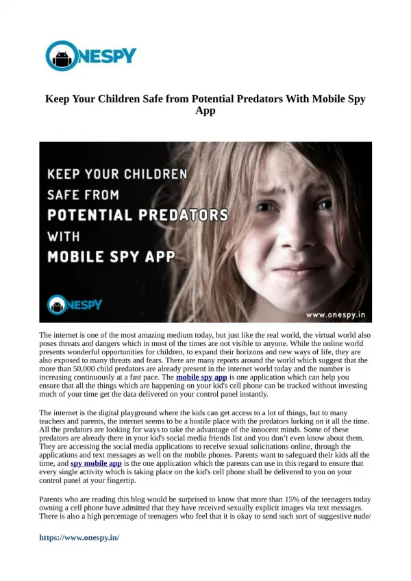 Keep Your Children Safe from Potential Predators With Mobile Spy App