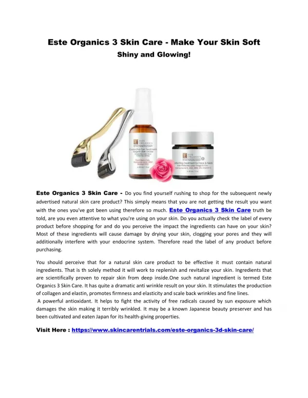 Este Organics 3 Skin Care Reviews - Make Your Skin Soft Shiny and Glowing!