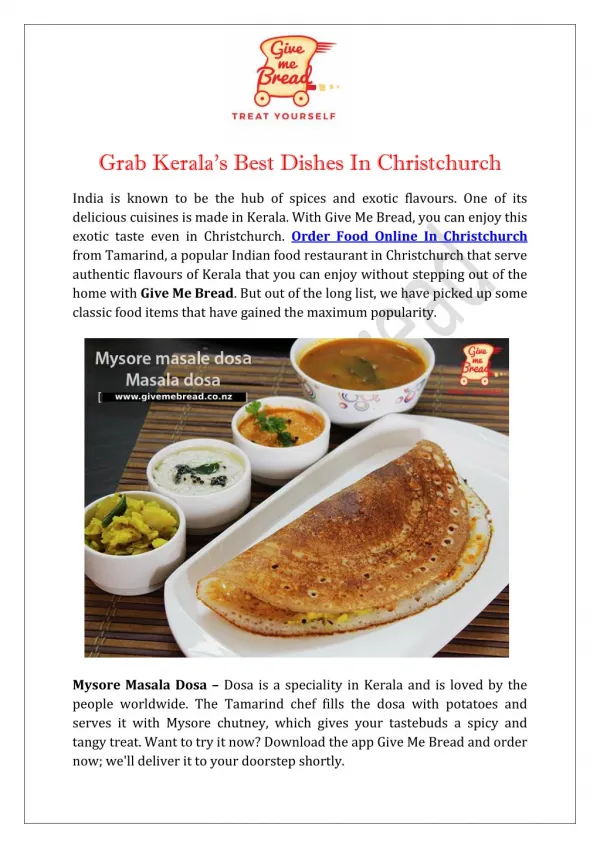 Grab Keralaâ€™s Best Dishes In Christchurch
