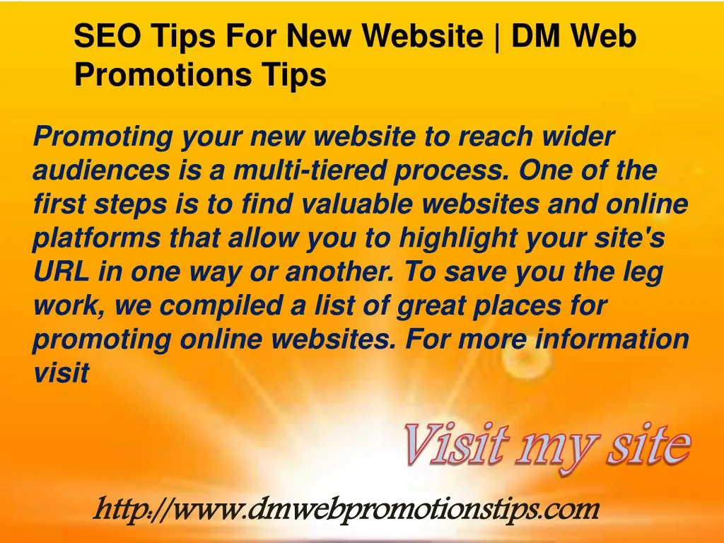 seo tips for new website dm web promotions tips