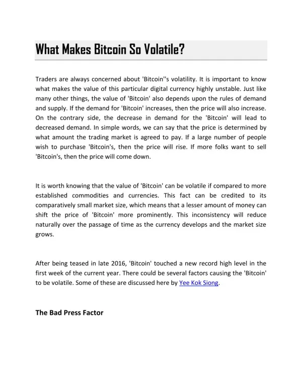 What Makes Bitcoin So Volatile?