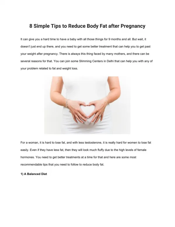8 Simple Tips to Reduce Body Fat after Pregnancy