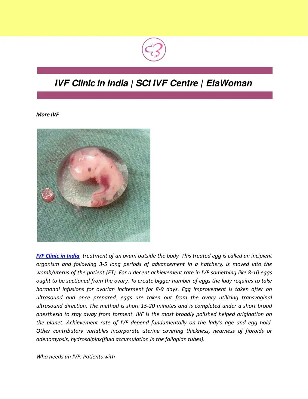 ivf clinic in india sci ivf centre elawoman
