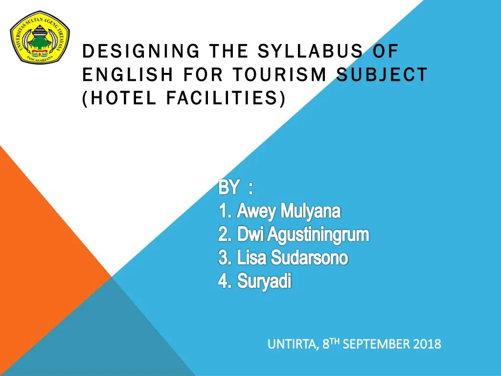 designing the syllabus of english for tourism subject hotel facilities