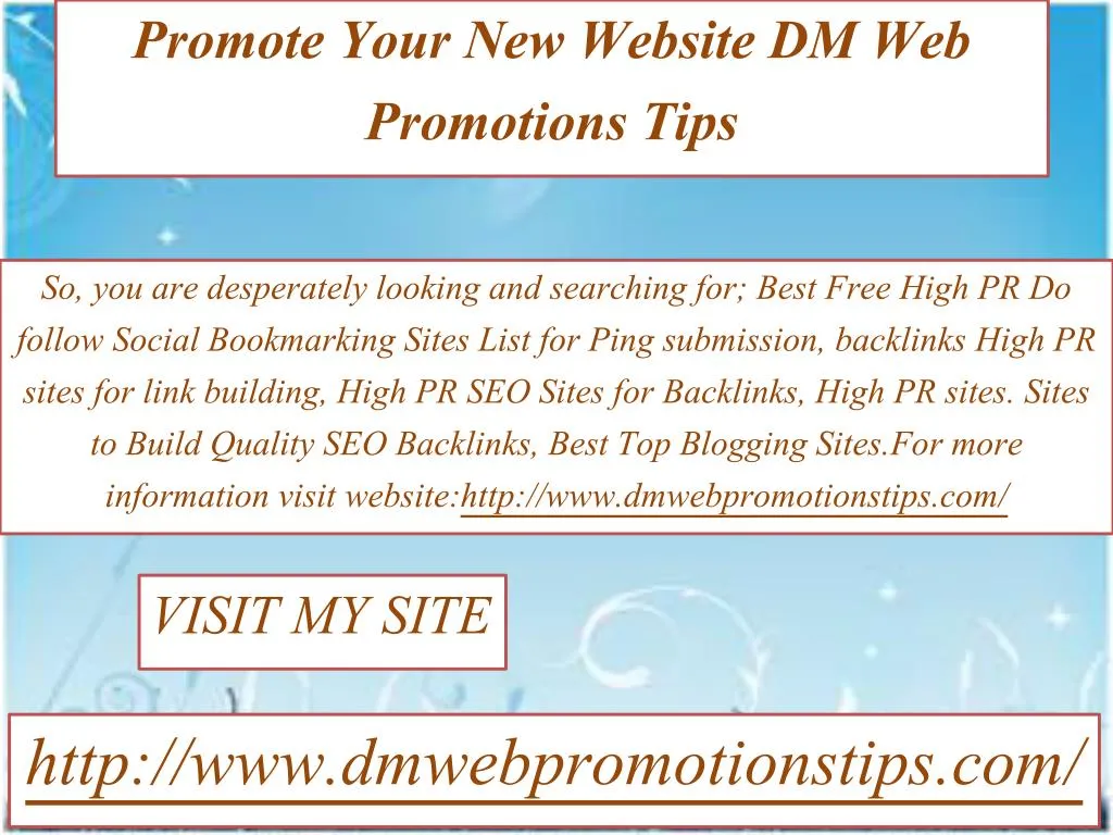 promote your new website dm web promotions tips