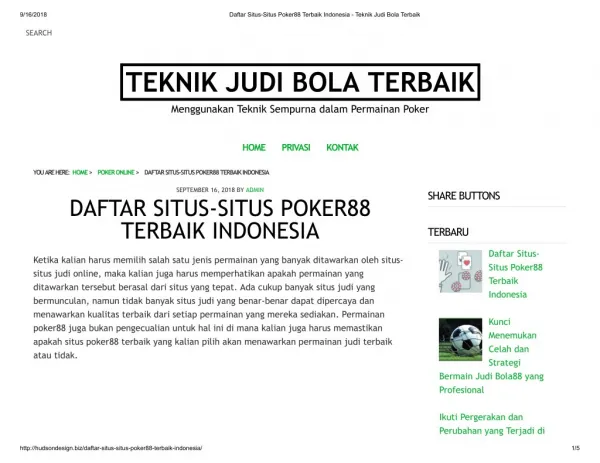 DAFTAR SITUS-SITUS POKER88 TERBAIK INDONESIA