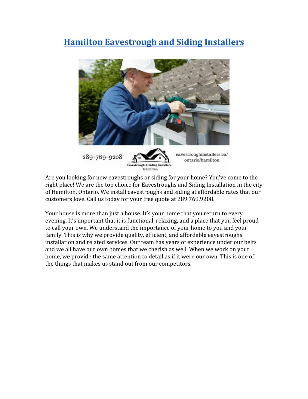 hamilton eavestrough and siding installers