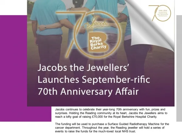 Jacobs the Jewellers’ Launches September-rific 70th Anniversary Affair
