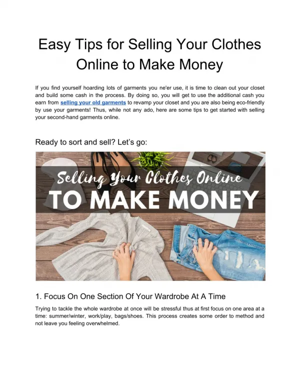Easy Tips for Selling Your Clothes Online to Make Money
