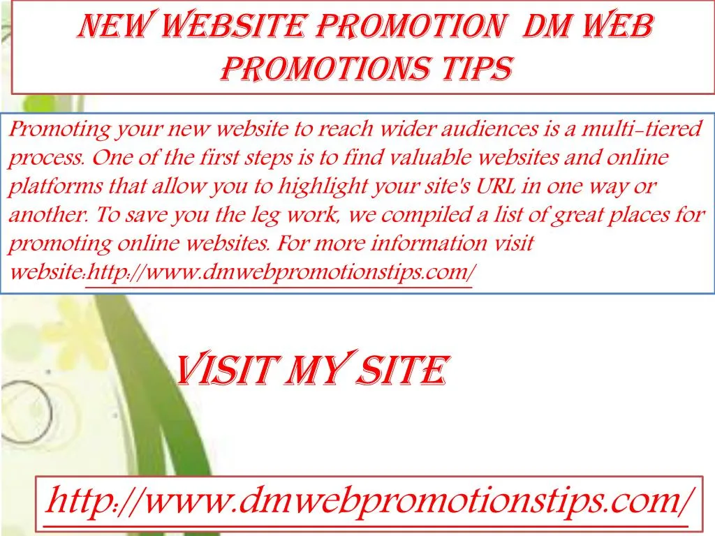 new website promotion dm web promotions tips