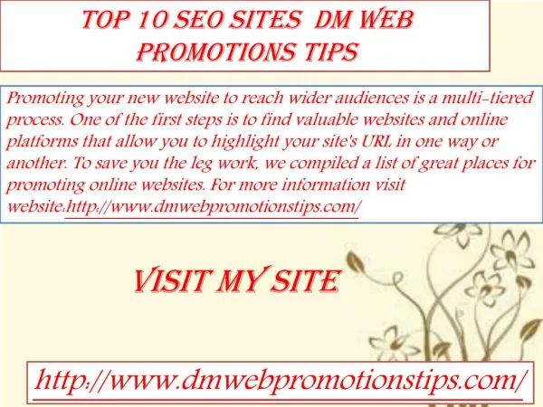 top 10 seo sites dm web promotions tips