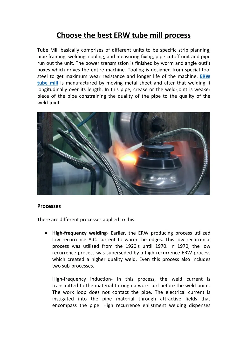 choose the best erw tube mill process