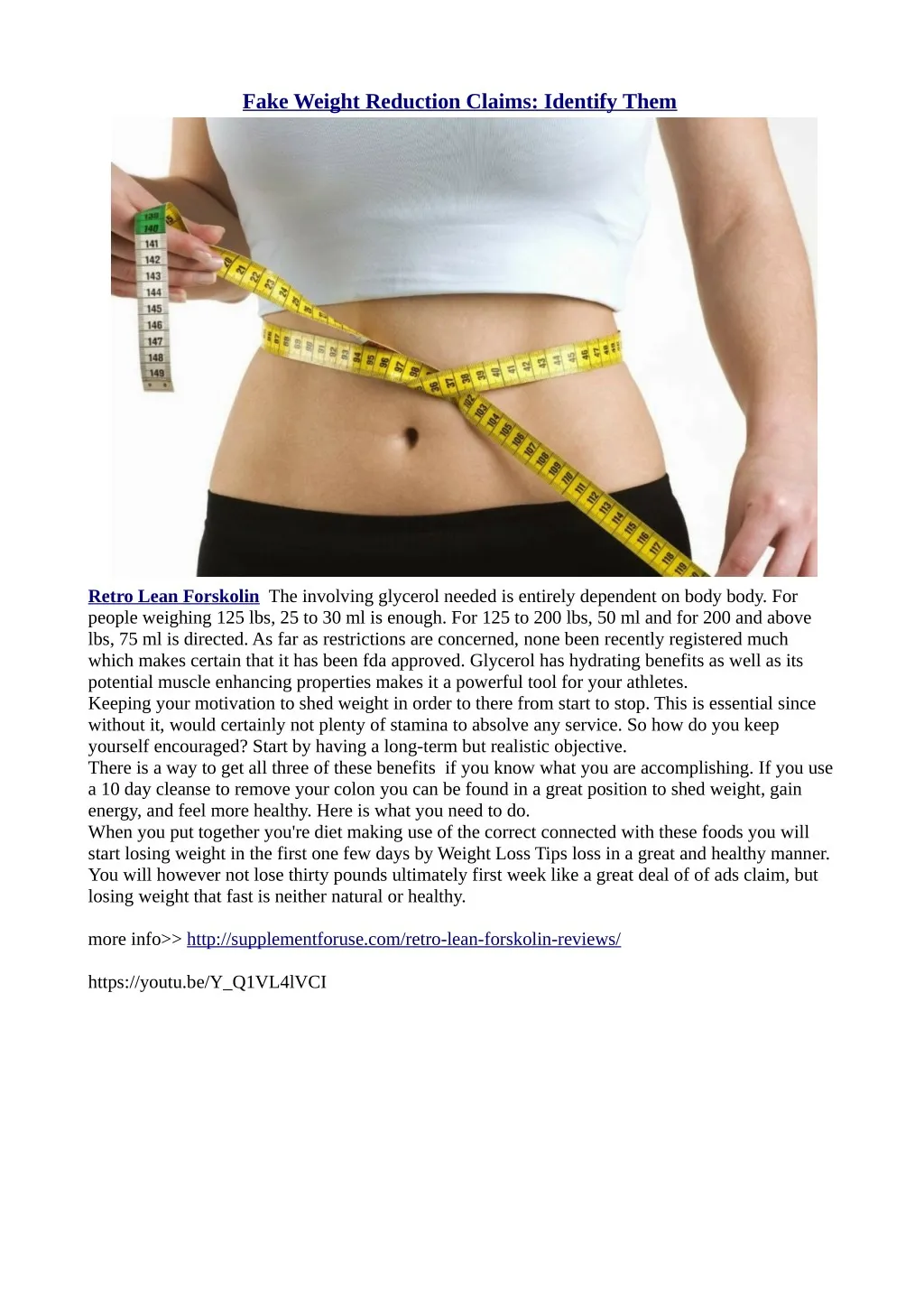 fake weight reduction claims identify them