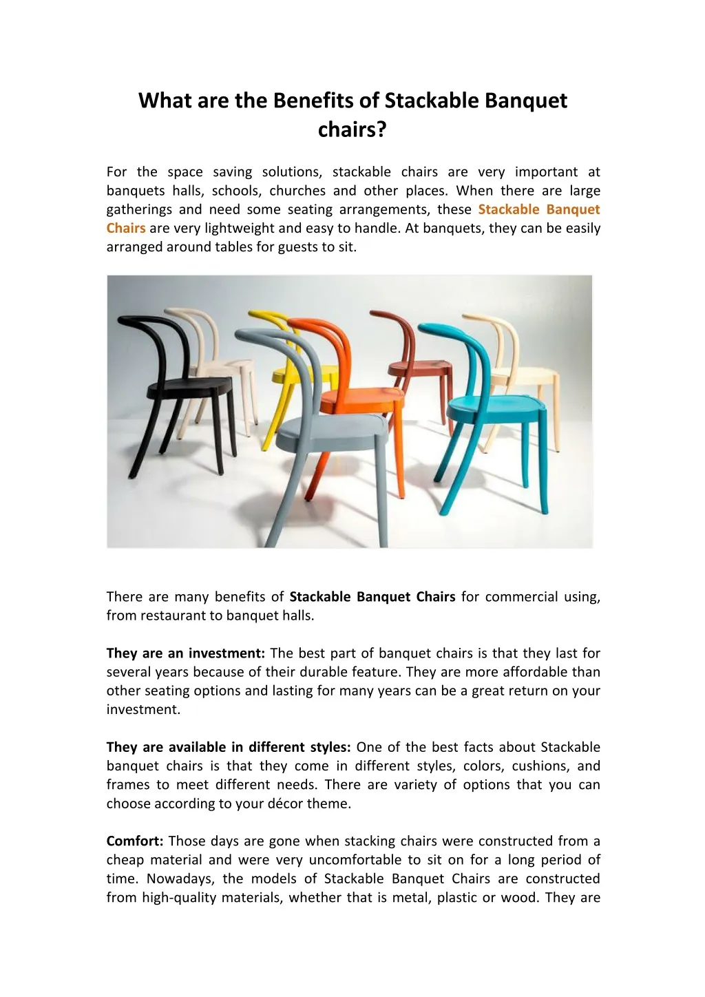 what are the benefits of stackable banquet chairs