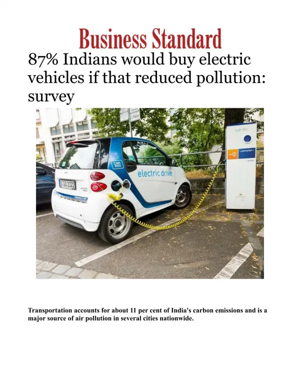 87% Indians would buy electric vehicles if that reduced pollution: survey 