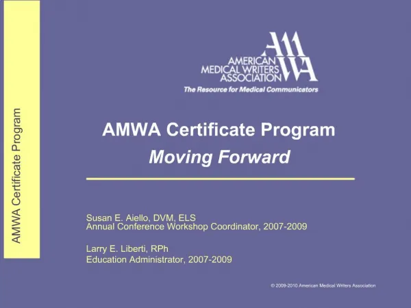 AMWA Certificate Program Moving Forward